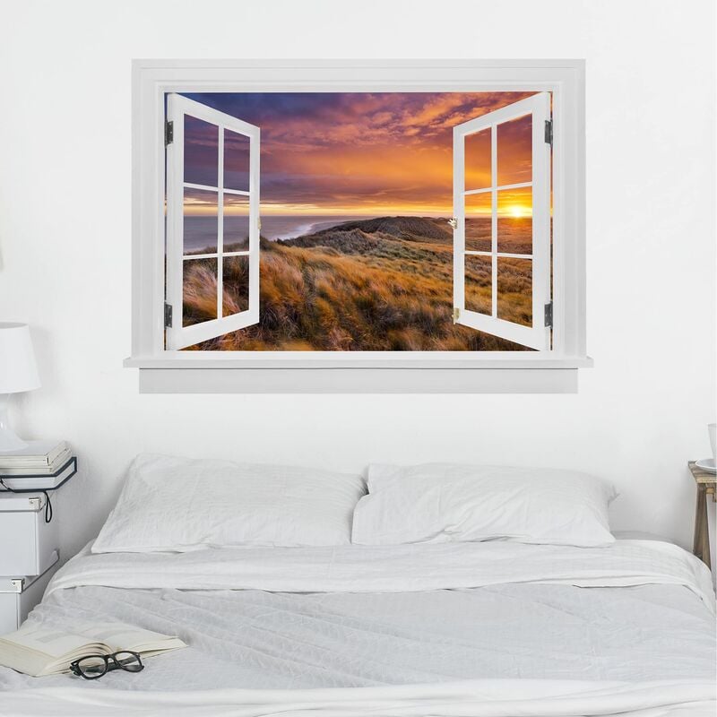 

Bilderwelten - Tatuaje de pared - 3D - Open Window Sunrise On The Beach On Sylt Dimensión LxA: 90cm x 120cm