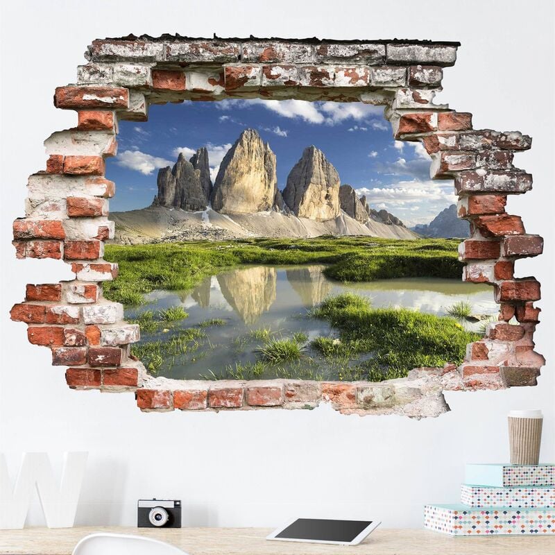 

Bilderwelten - Tatuaje de pared - 3D - South Tyrolean Battlements And Water Reflection - Apaisado 3:4 Dimensión LxA: 90cm x 120cm