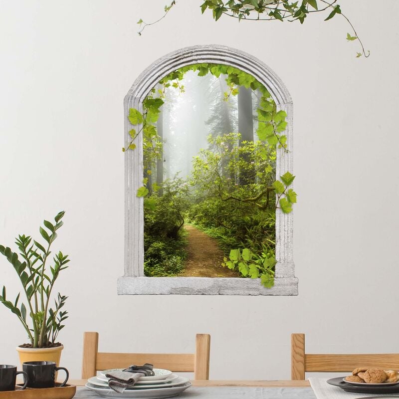 

Bilderwelten - Tatuaje de pared - 3D - Stone Arch Misty Forest Path With Vines Dimensión LxA: 160cm x 120cm