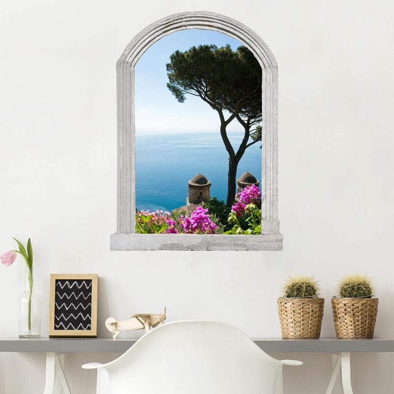 

Bilderwelten - Tatuaje de pared - 3D - Stone Arch View From The Garden On The Sea Dimensión LxA: 120cm x 90cm