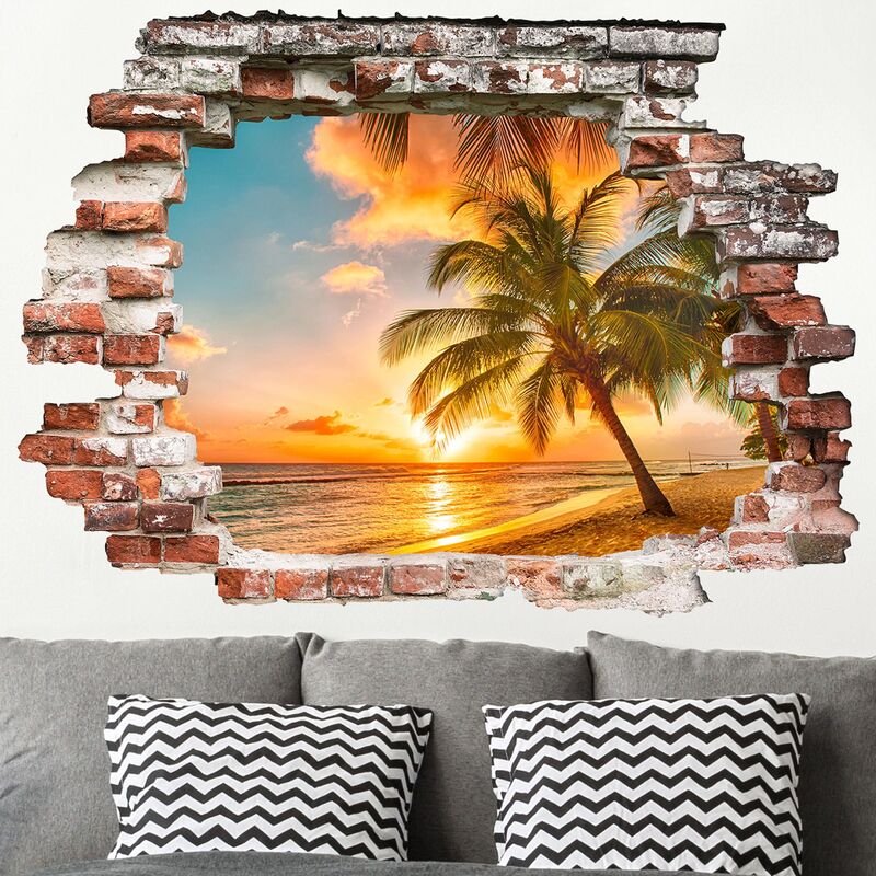 

Bilderwelten - Tatuaje de pared - 3D - Sunrise On The Beach Dimensión LxA: 75cm x 100cm