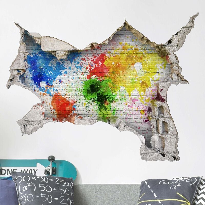 

Bilderwelten - Tatuaje de pared - 3D - White Brick Wall World Map - Apaisado 3:4 Dimensión LxA: 90cm x 120cm