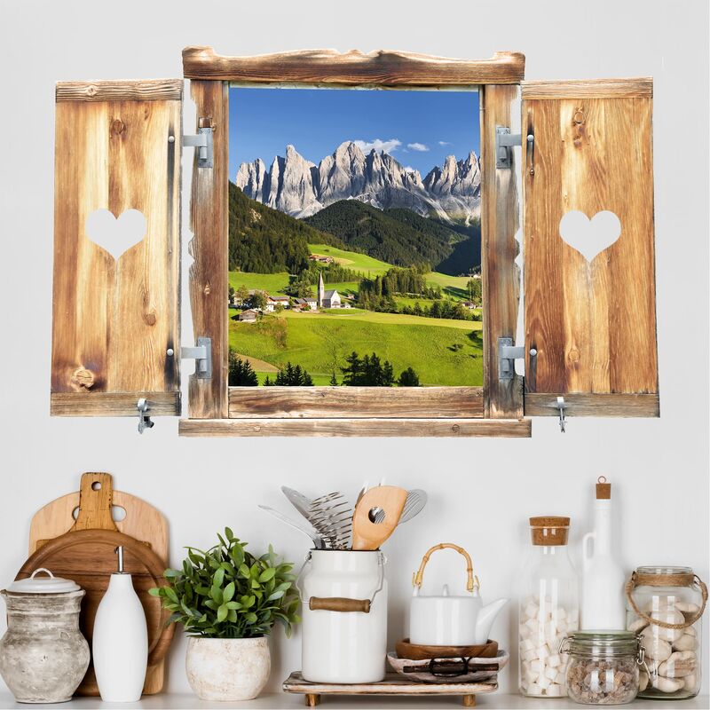 

Bilderwelten - Tatuaje de pared - 3D - Window With Heart Odle In South Tyrol Dimensión LxA: 100cm x 150cm