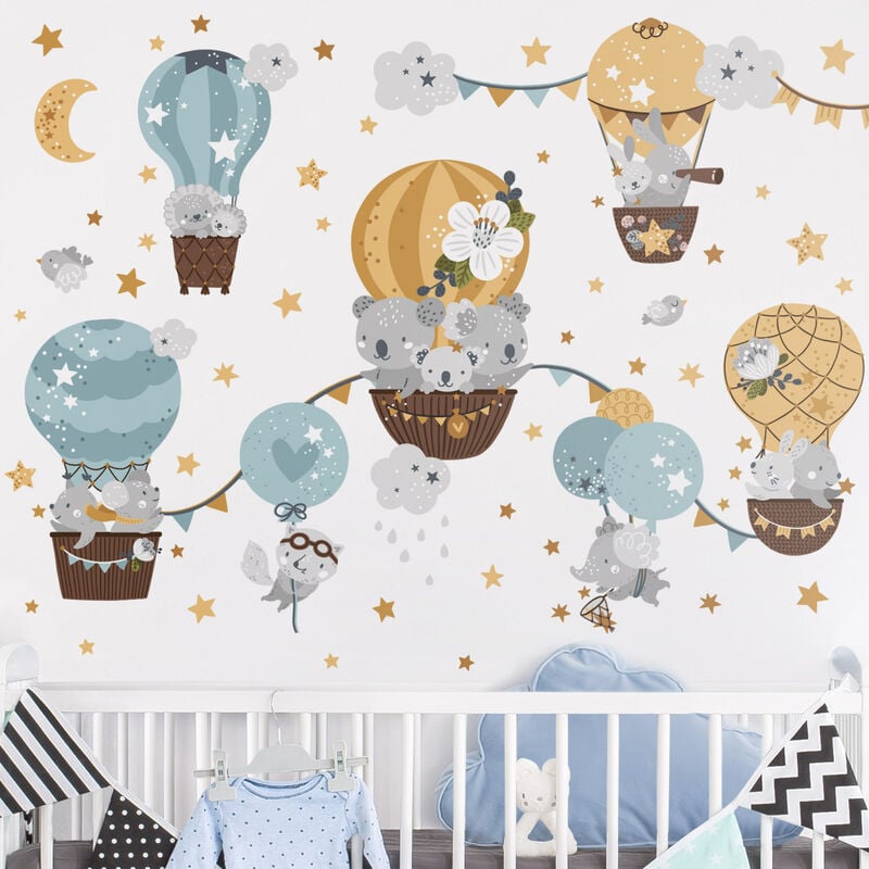

Bilderwelten - Tatuaje de pared - Animals In Balloons Clouds Stars Set Dimensión LxA: 50cm x 100cm
