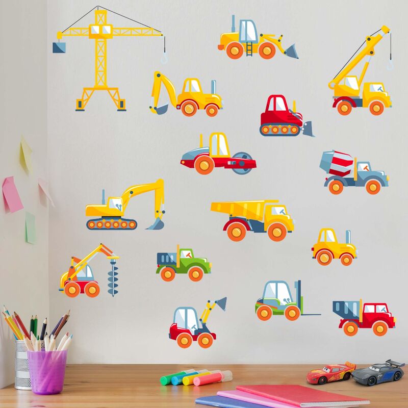 

Bilderwelten - Tatuaje de pared - Construction Vehicles Set Dimensión LxA: 40cm x 60cm