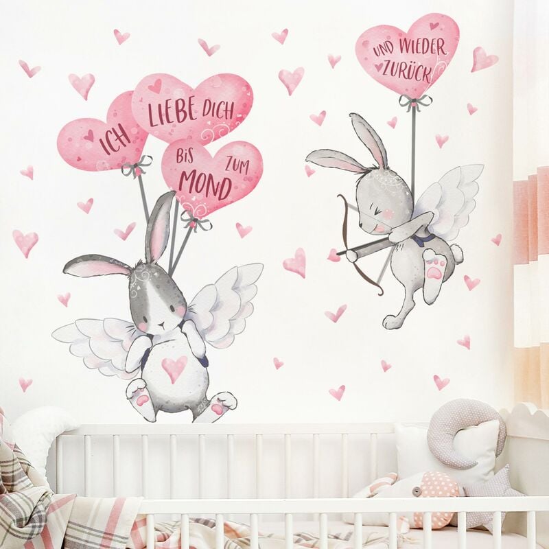 

Bilderwelten - Tatuaje de pared - I Love You Bunnies Pink Dimensión LxA: 100cm x 100cm