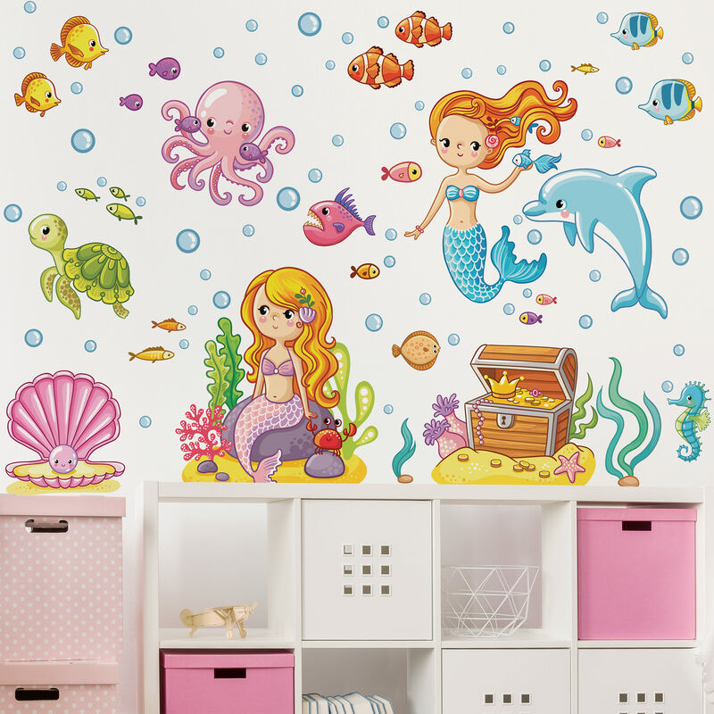 

Tatuaje de pared - Mermaid - Underwater World Set Dimensión LxA: 60cm x 90cm