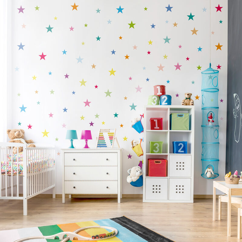 

Tatuaje de pared - 92 Colorful stars set Dimensión LxA: 100cm x 150cm