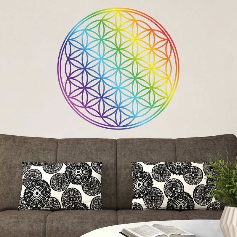 

Tatuaje de pared - Flower of Life rainbow color Dimensión LxA: 90cm x 90cm