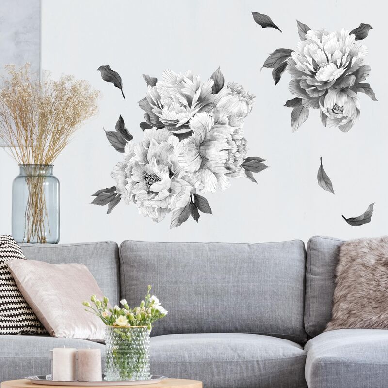 

Tatuaje de pared - Peony Set - Dark Black And White Dimensión LxA: 100cm x 150cm