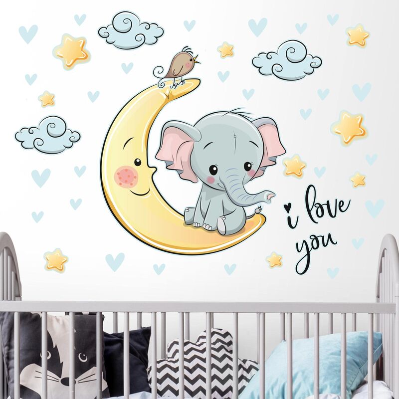 

Tatuaje de pared - Elephant Moon I Love You Dimensión LxA: 120cm x 80cm