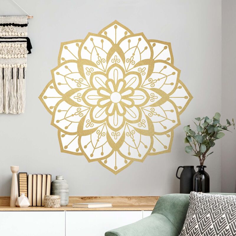 

Bilderwelten - Tatuaje de pared - Mandala Flower Pattern Gold White Dimensión LxA: 40cm x 40cm