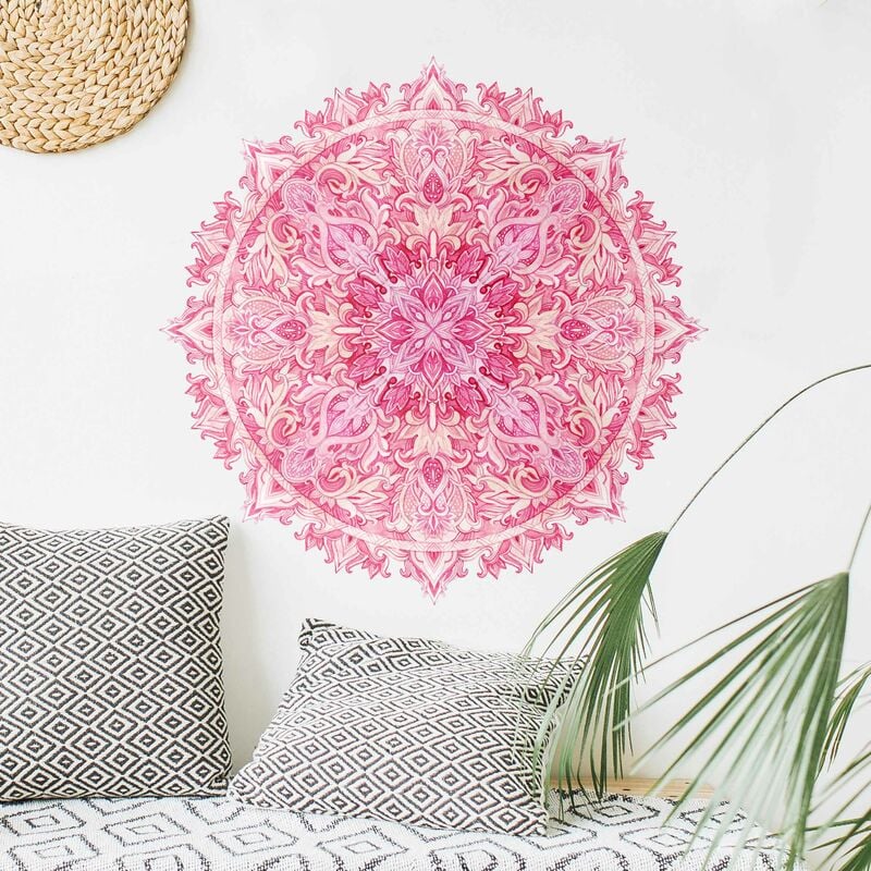 

Tatuaje de pared - Mandala Hand Painted Watercolor Pink Dimensión LxA: 100cm x 100cm
