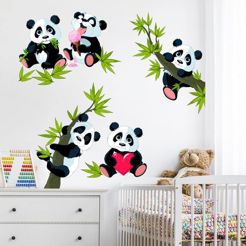 

Bilderwelten - Tatuaje de pared - Panda Bear Set Heart Dimensión LxA: 40cm x 60cm