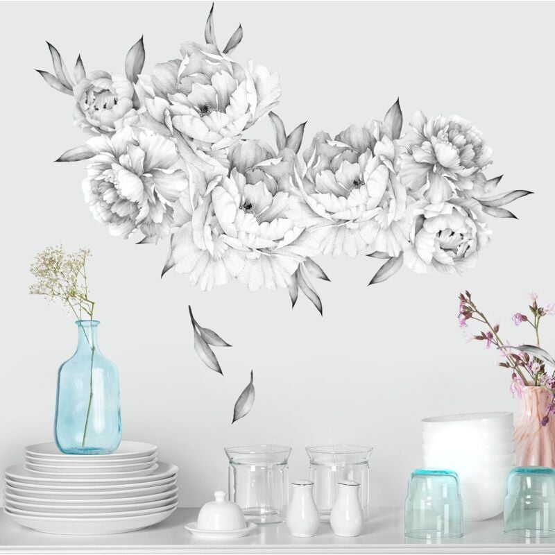 

Bilderwelten - Tatuaje de pared - Peony Set - Light Black And White Dimensión LxA: 40cm x 60cm