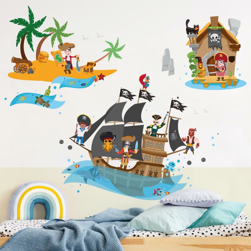 

Tatuaje de pared - Pirate Ship Treasure Island Mega Set Dimensión LxA: 110cm x 220cm