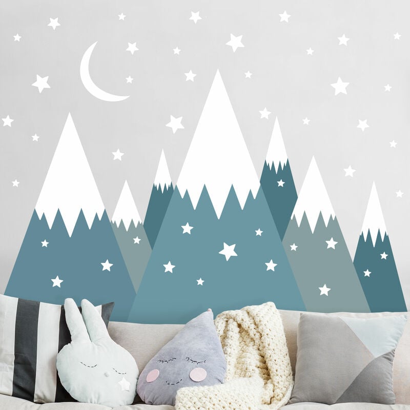

Bilderwelten - Tatuaje de pared - Snow-Capped Mountains Stars And Moon Dimensión LxA: 60cm x 90cm