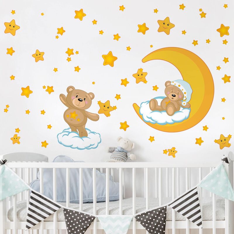 

Bilderwelten - Tatuaje de pared - Teddy'S Starry Dream Set Dimensión LxA: 60cm x 90cm