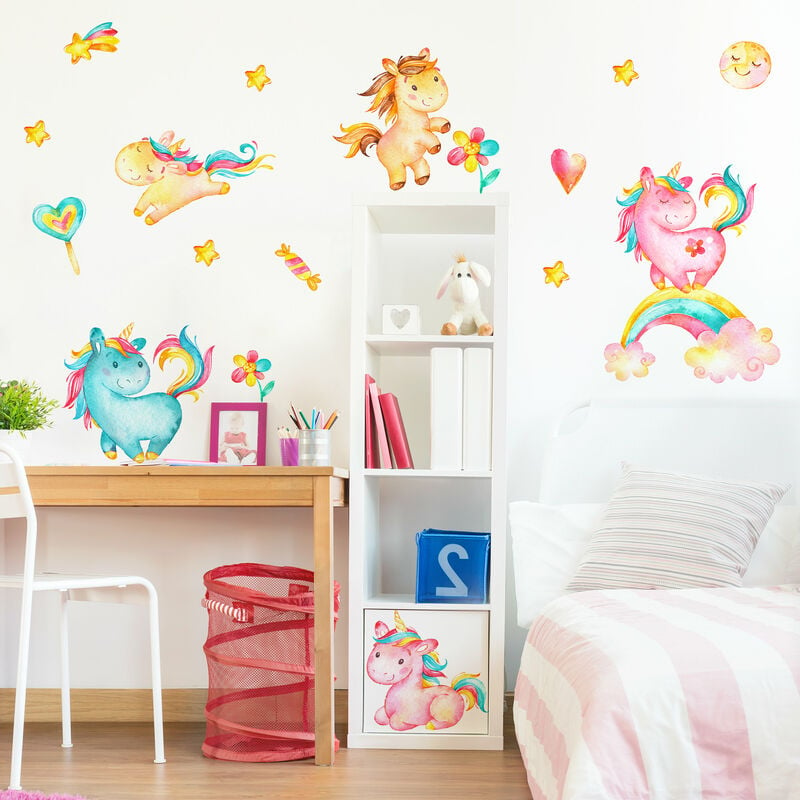 

Bilderwelten - Tatuaje de pared - Unicorn watercolor Nursery set Dimensión LxA: 80cm x 60cm