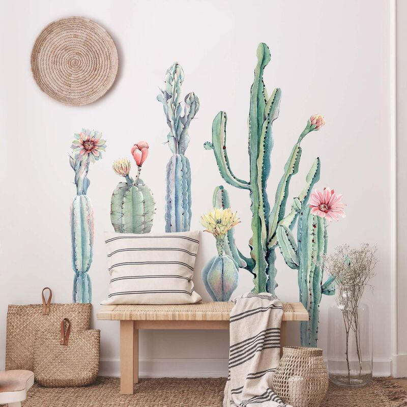 

Bilderwelten - Tatuaje de pared - Watercolor Cactus Flower Set XXL Dimensión LxA: 100cm x 50cm