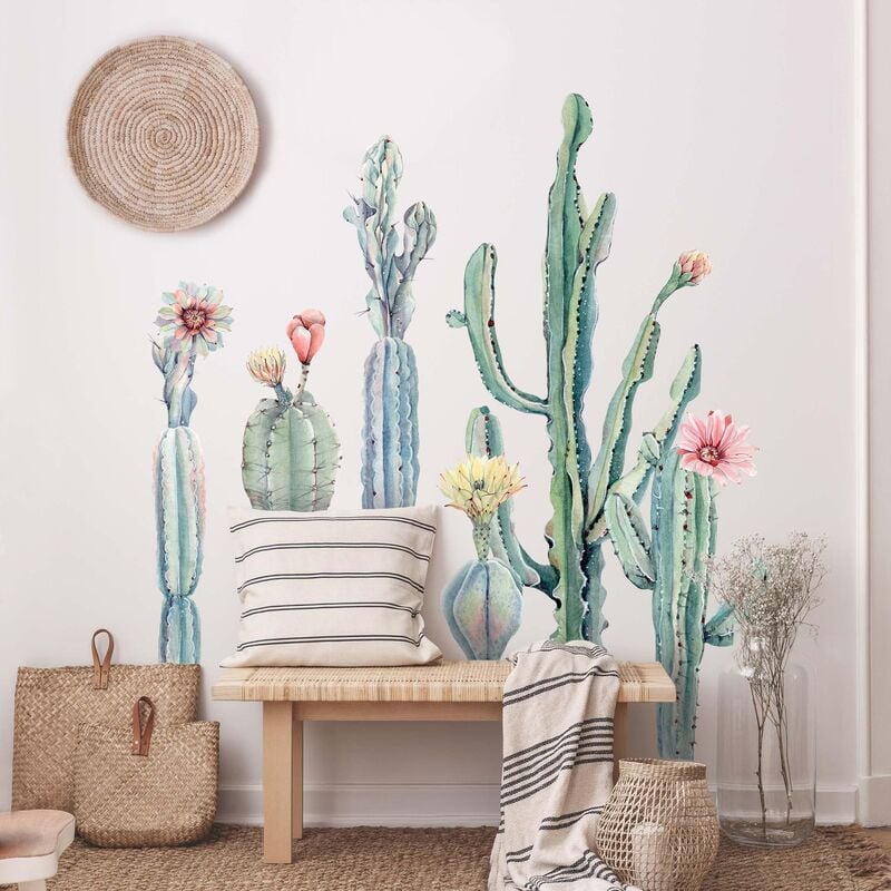 

Bilderwelten - Tatuaje de pared - Watercolor Cactus Flower Set XXL Dimensión LxA: 40cm x 20cm
