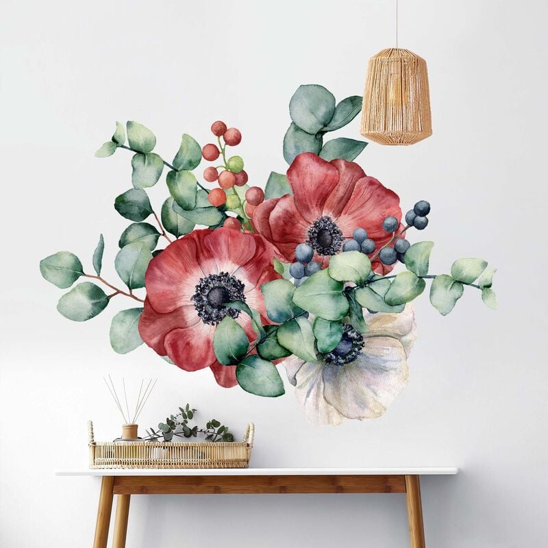 

Bilderwelten - Tatuaje de pared - Watercolor Eucalyptus Anemones Bouquet XXL Dimensión LxA: 173cm x 130cm