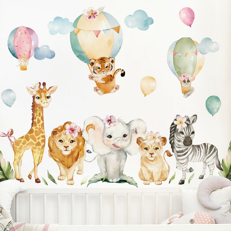 

Bilderwelten - Tatuaje de pared - Watercolour Safari Balloon Animal Set Dimensión LxA: 100cm x 150cm