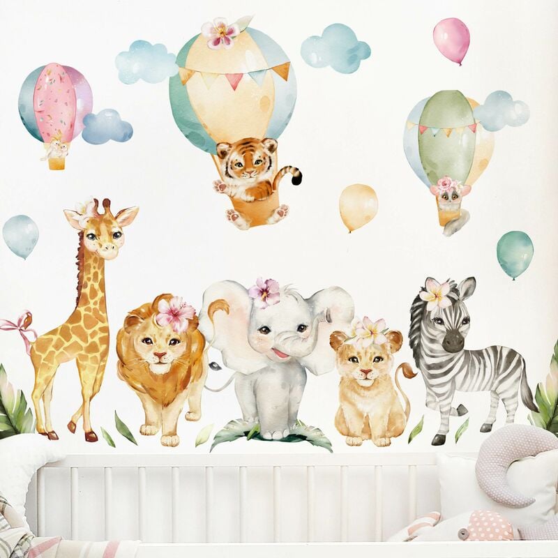 

Bilderwelten - Tatuaje de pared - Watercolour Safari Balloon Animal Set Dimensión LxA: 40cm x 60cm