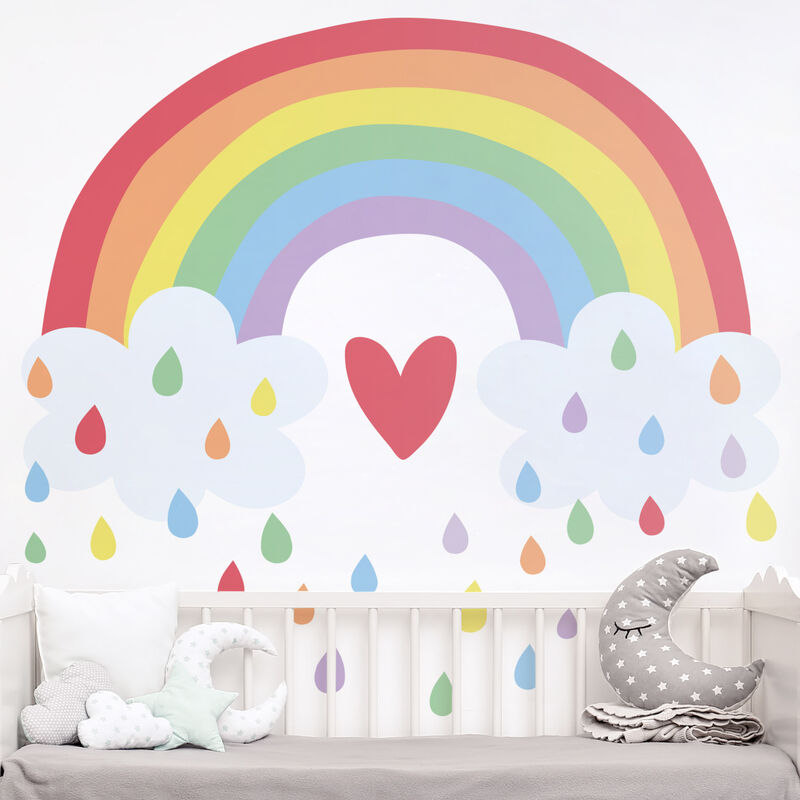 

Bilderwelten - Tatuaje de pared - XXL Rainbow Heart Colourful Dimensión LxA: 80cm x 120cm