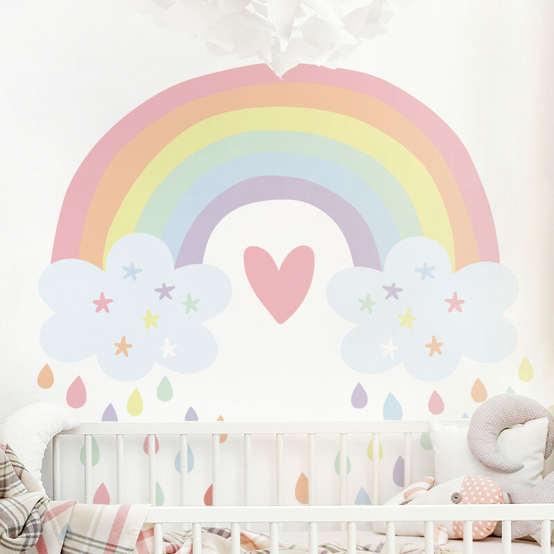 

Bilderwelten - Tatuaje de pared - XXL Rainbow Heart Pastel Dimensión LxA: 40cm x 60cm