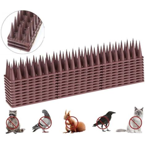 Taubenabwehr-Spikes, 43 cm, für den Balkon, aus Kunststoff, zur Abwehr von Tauben, Krähen, Katzen, Spatzen usw., braun, 10 Stück