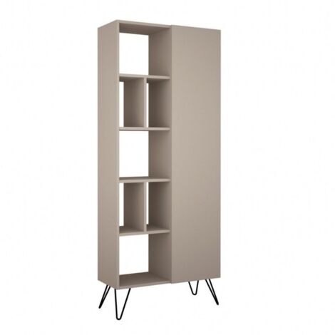 Taubengraues Bücherregal mit Jedda-Tür 80,6 x 29,6 x H. 191 cm