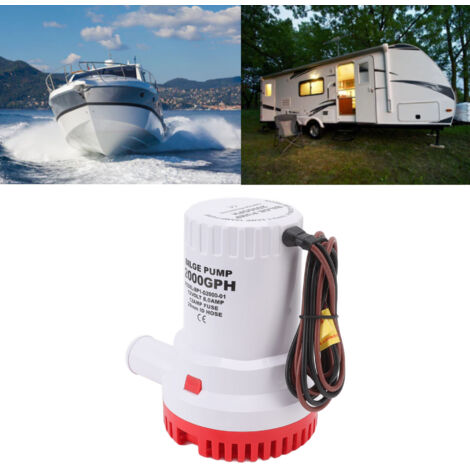 [Tauchbilgepumpe] [Schiffspumpe] [2000 GPH] [DC-Mikroablauf 12 V] Geräuschlose Tauchbilgepumpe für Boote, Teiche, Pools, Whirlpools, Wohnmobile, 2000 GPH, 12 V, korrosionsbeständiges Kunststoffmateria