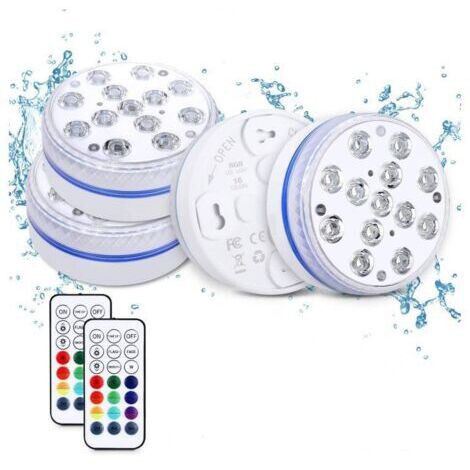 Tauchfähige LED-Poolleuchten mit Fernbedienung, wasserdichte Beleuchtungslampen, IP68, wasserdichte Unterwasserleuchten für Aquarien, Badewannen, Teiche (4er-Pack)