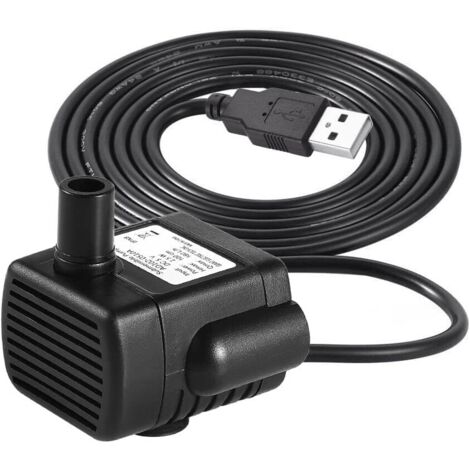 Tauchpumpe, 180 l/h, 1,5 W, mit Saugnapf, USB-Mini-Aquarienpumpe für Teich, Aquarium, Springbrunnen, Fischreservoir, 180 cm Kabel – Schwarz