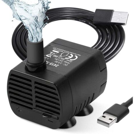 Tauchwasserpumpe, Aquariumpumpe, verstellbar, 200 l/h, 3 W, besonders leise, Catit USB-Pumpe für Teich, Aquarium, Brunnen, Aquarium, 1,4 m Kabel FLITI