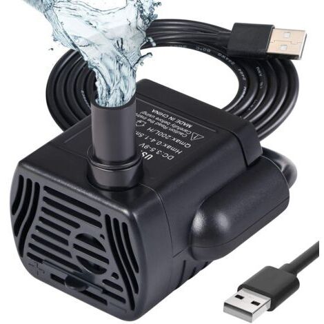 Tauchwasserpumpe, Aquariumpumpe, verstellbar, 200 l/h, 3 W, ultraleise, USB-Pumpe für Teich, Aquarium, Brunnen, Fischbecken, 1,4 m Kabel