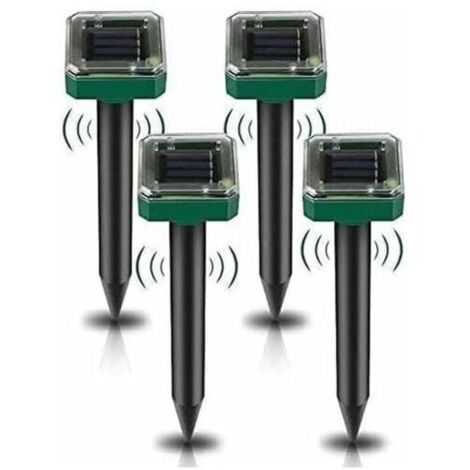 Taupe Solaire Ultrason, 4 Pices Solar Rpulsif Ultrasons, Solaire Repulsif Taupe, Rpulsif Serpent Ultrason, IP65 Impermable Rrpulsif Souris Repeller Exterieur Anti Gopher, Serpent