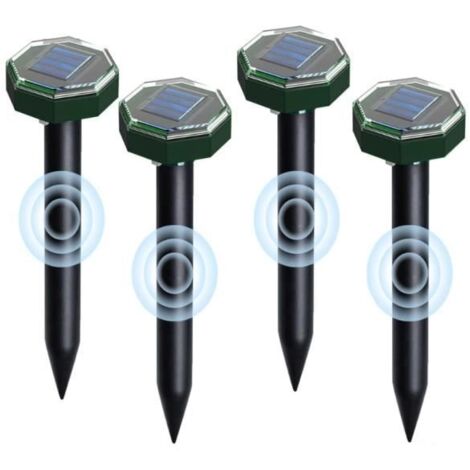 Taupe Ultrason Solaire 4 pièces, Anti Taupe Ultrason Solaire IP65 Imperméable, pour Pelouses de Jardin