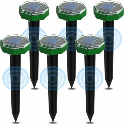 Taupe Ultrason Solaire 6 pièces，Anti Taupe Ultrason Solaire avec IP65 Imperméable,À Utiliser sur Les Pelouses de Jardin pour Repousser Les Taupes et Les Spermophiles