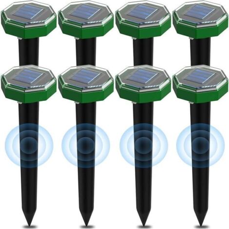 Taupe Ultrason Solaire 8 pièces,Anti Taupe Ultrason Solaire avec IP65 Imperméable, Utiliser à lextérieur ou dans Le Jardin