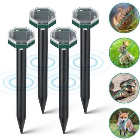 Taupe Ultrason Solaire,Anti Taupe Ultrason Solaire avec IP65 Imperméable,repulsif chat exterieur，À Utiliser à l'extérieur ou dans Le Jardin pour repousser Les Taupes et Les spermophiles