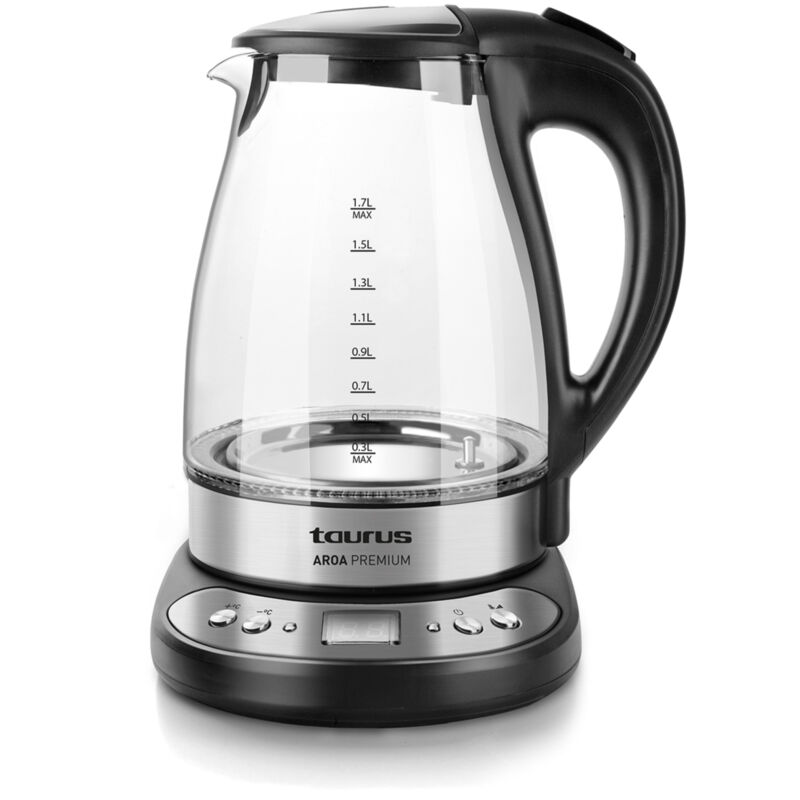 Taurus - Hervidor Aroa Premium De Cristal De 1,7 Litros En Oferta Aroa Premium - Hervidora De Agua De 1.7L Y 2200W - Negro - Taurus