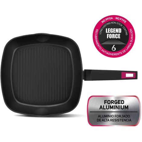 Taurus Best Moments Grill - Grill de geschmiedetes Aluminium. 28x28 cm. ergonomischer Griff. für alle Arten deof von Feuer. Antihaftbeschichtung. spülmaschinenfest. PFOA-frei. schwarz