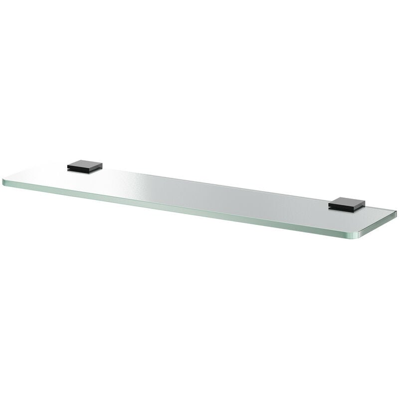 Square Matt Black and Glass Wall Mounted Vanity Shelf - Colore