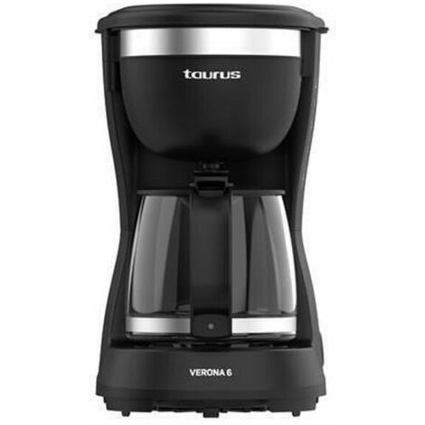 Taurus Caffettiera a goccia Verona 6, 600W, 600 ml, tecnologia del gusto intenso, piastra riscaldante, filtro permanente lavabile, caraffa di vetro antigoccia, design compatto nero opaco, senza BPA