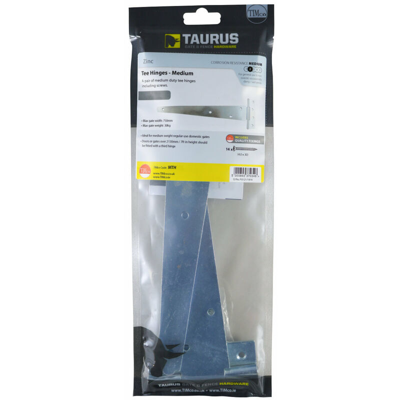 Taurus Medium Tee Hinge Pair 300mm (12') Galvanised - Pre-Packed (Pair)