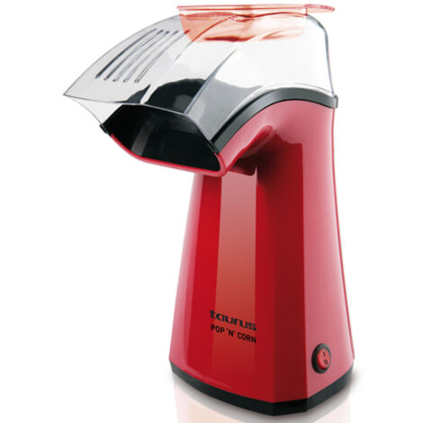 Taurus - Palomitero Pop'N'Corn  1100W  Máquina para hacer palomitas sin aceite  Compacto  Rápido  Dosificador tapa  Aire caliente  Portátil  Rojo