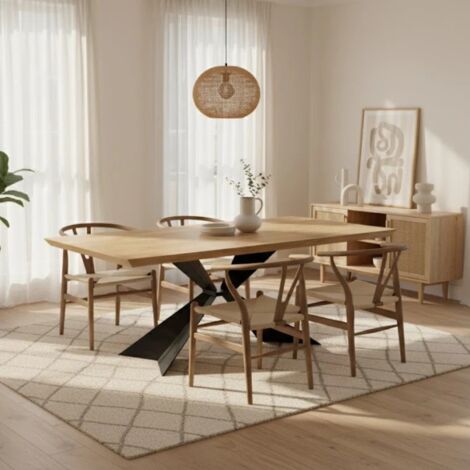 Taurus, Tavolo fisso con top Impiallacciato Rovere naturale (100cm X 200cm H. 76cm) Made in Italy  Duzzle