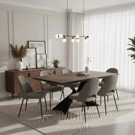 Taurus, Tavolo fisso con top Impiallacciato Rovere termocotto (100cm X 200cm H. 76cm) Made in Italy  Duzzle